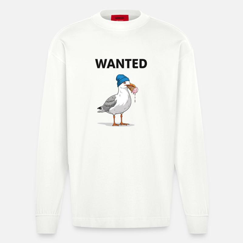 Gesucht Möwe Eiscreme Abenteuer - Manches longues bio épais oversize fabriqué en UE - OFF WHITE