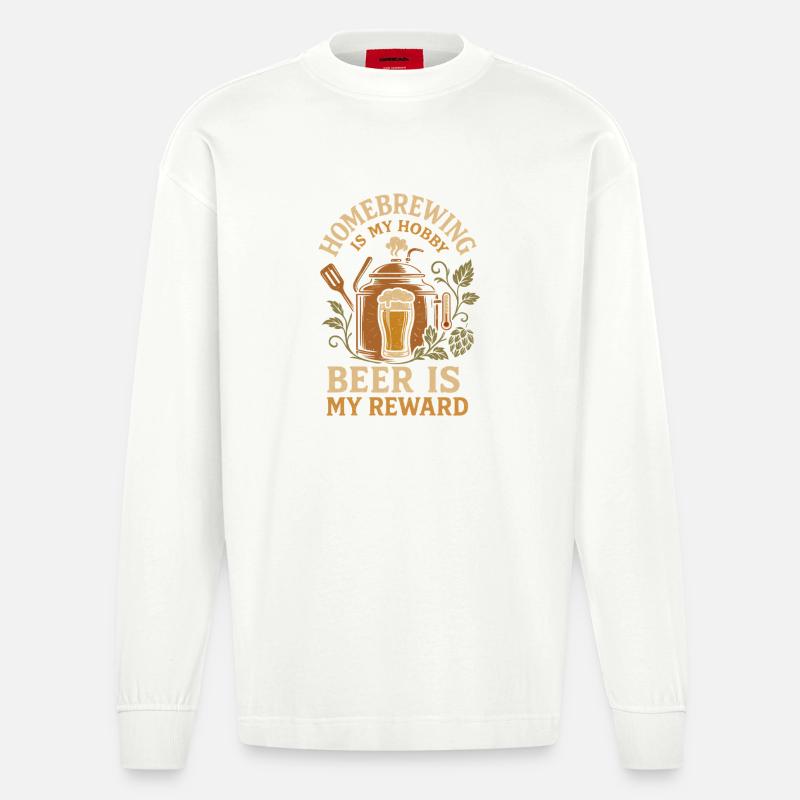 Kein Eiskaffee, sondern Cold Brew - Heavyweight Oversized Organic Langarmshirt Made in EU - OFF WHITE