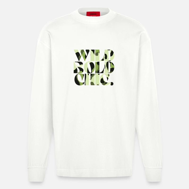 Wild Bold Chic Camouflage Chic - Heavyweight Oversized Organic Langarmshirt Made in EU - OFF WHITE