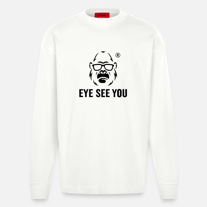 Gorilla mit Sonnenbrille Evil SeeV - Heavyweight Oversized Organic Langarmshirt Made in EU - OFF WHITE