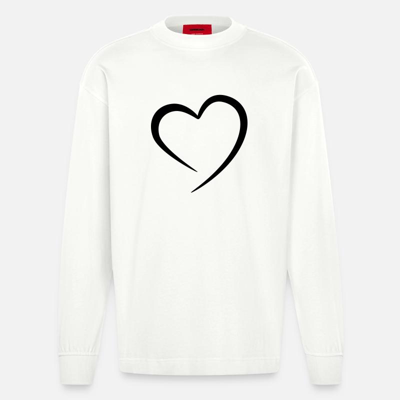 Herz - Heavyweight Oversized Organic Langarmshirt Made in EU - OFF WHITE