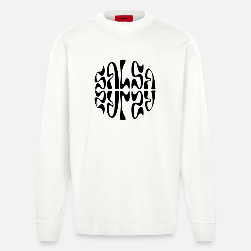 Typografisches Salsa-Logo-Design - Heavyweight Oversized Organic Langarmshirt Made in EU - OFF WHITE