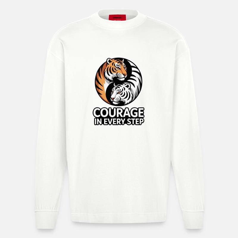Le courage à chaque pas Tiger - Manches longues bio épais oversize fabriqué en UE - OFF WHITE