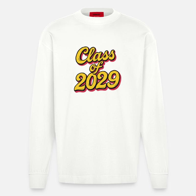 Classe de 2029 Script rétro - Manches longues bio épais oversize fabriqué en UE - OFF WHITE
