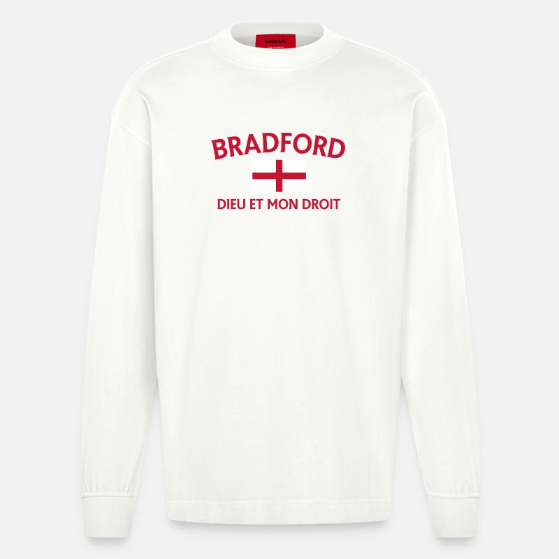 Drapeau de Bradford avec devise - Manches longues bio épais oversize fabriqué en UE - OFF WHITE
