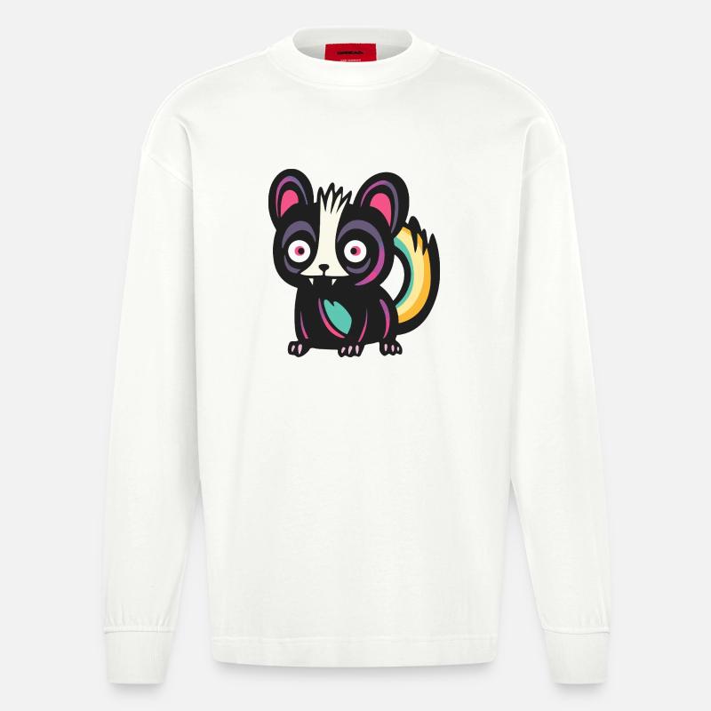 Stinktier Halloween Comic Lustig - Heavyweight Oversized Organic Langarmshirt Made in EU - OFF WHITE