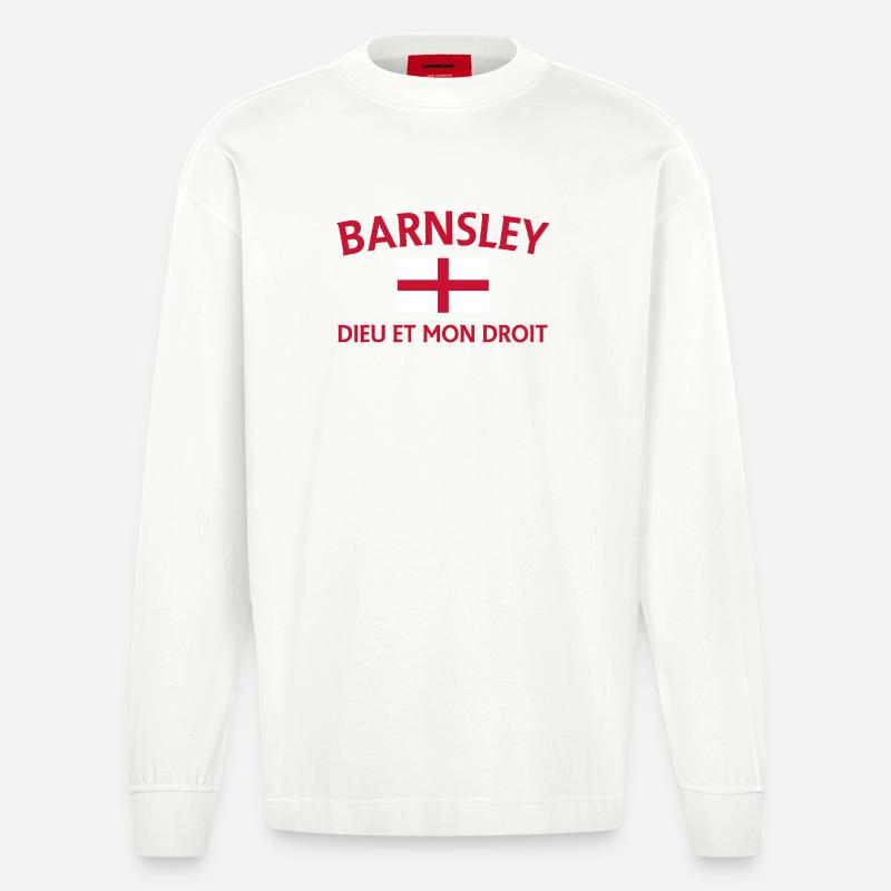 Drapeau Barnsley Devise Design - Manches longues bio épais oversize fabriqué en UE - OFF WHITE