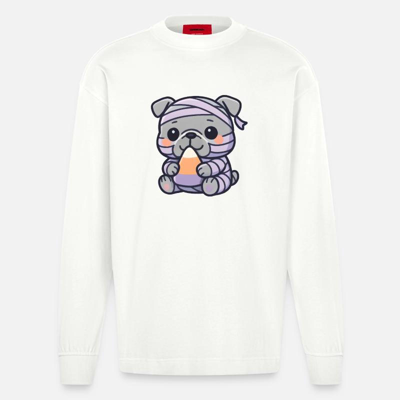 Hundemumie Candy Corn - Heavyweight Oversized Organic Langarmshirt Made in EU - OFF WHITE