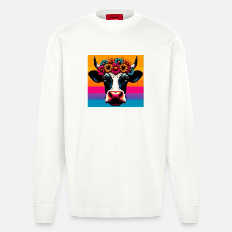 cow - Heavyweight Oversized Organic Longsleeve Shirt Made in EU - OFF WHITE