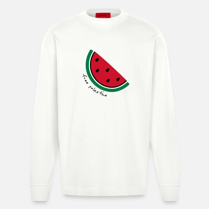 Tranche de pastèque Pop Art - Manches longues bio épais oversize fabriqué en UE - OFF WHITE