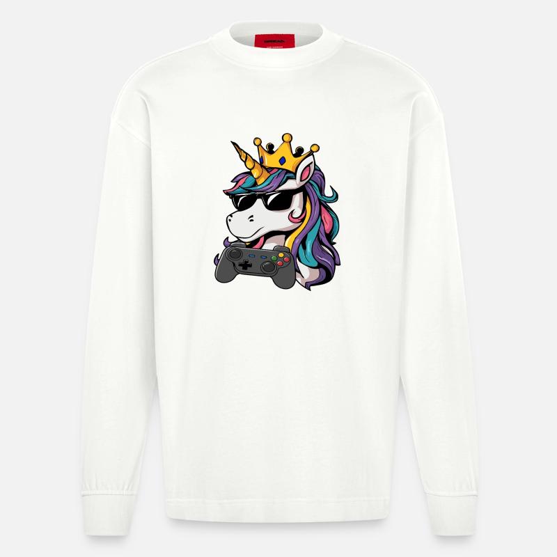 Einhorn gaming controller - Heavyweight Oversized Organic Langarmshirt Made in EU - OFF WHITE
