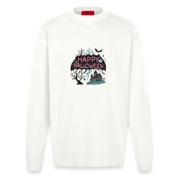 Halloween Neon Fantasy - Heavyweight Oversized Organic Longsleeve Shirt Made in EU - OFF WHITE - Front