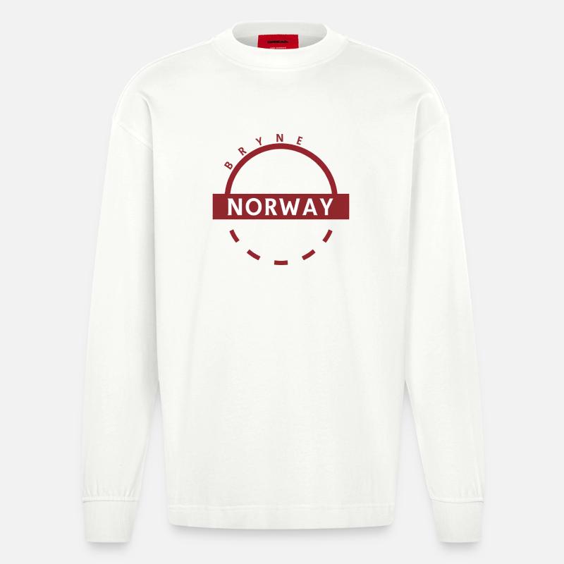Norwegen Emblem Ring Design - Heavyweight Oversized Organic Langarmshirt Made in EU - OFF WHITE
