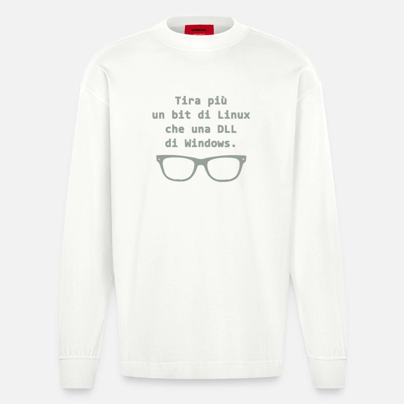 Linux (Englisch) - Heavyweight Oversized Organic Langarmshirt Made in EU - OFF WHITE