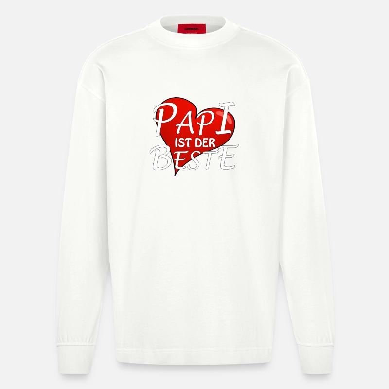 PAPI IST DER BESTE - Heavyweight Oversized Organic Langarmshirt Made in EU - OFF WHITE