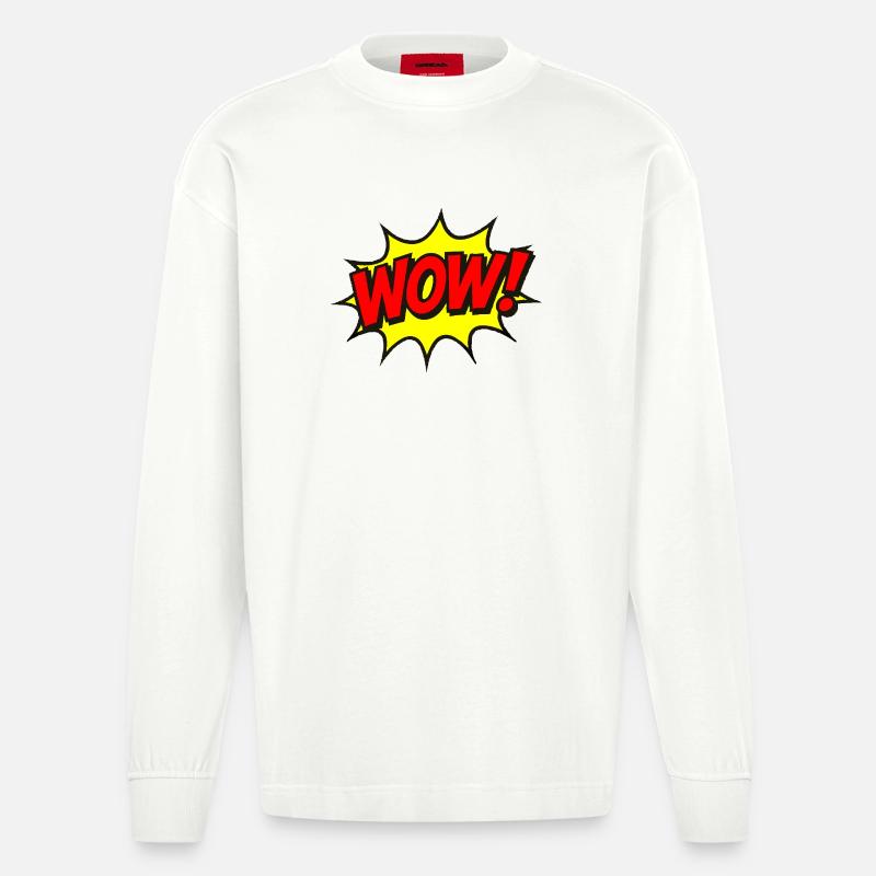 Wow Explosion Pop Art - Heavyweight Oversized Organic Langarmshirt Made in EU - OFF WHITE