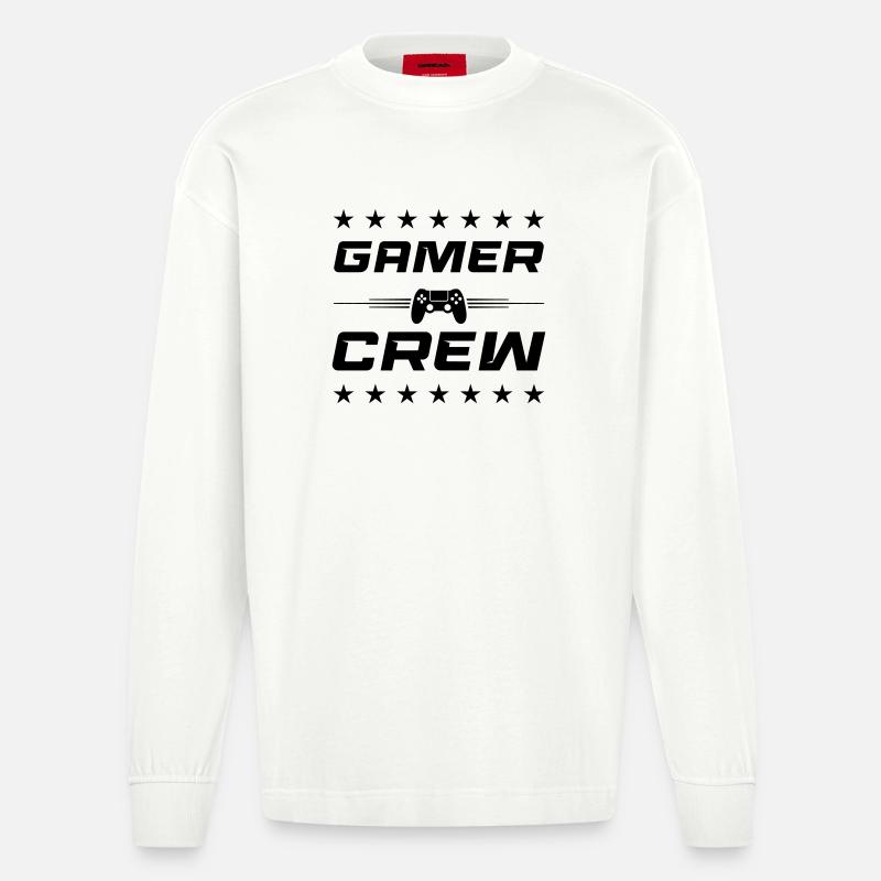 Gamepad Controller  - Heavyweight Oversized Organic Langarmshirt Made in EU - OFF WHITE