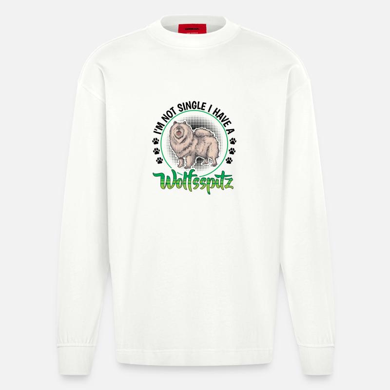 Wolfspitz not single German Wolfspitz - Heavyweight Oversized Organic Longsleeve Shirt Made in EU - OFF WHITE
