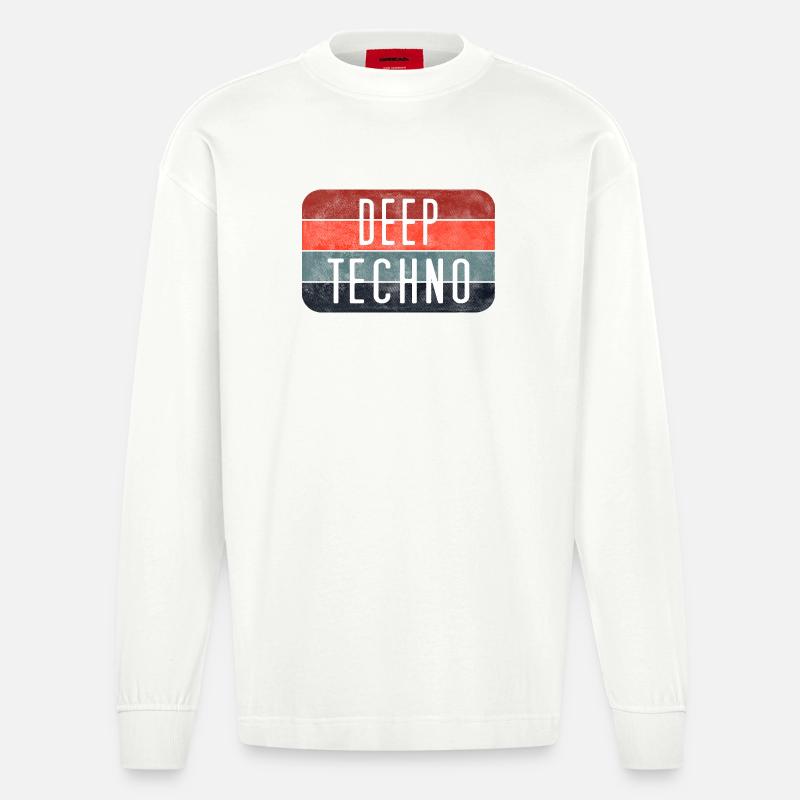 Deep Techno Gradient Stripes - Heavyweight Oversized Organic Longsleeve Shirt Made in EU - OFF WHITE