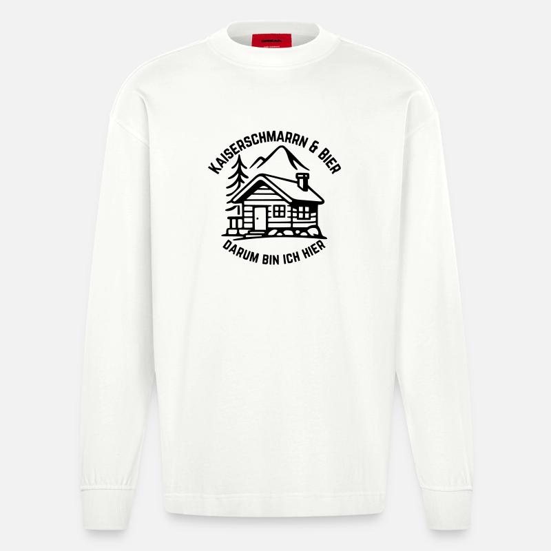 Kaiserschmarrn & Bier - Heavyweight Oversized Organic Langarmshirt Made in EU - OFF WHITE