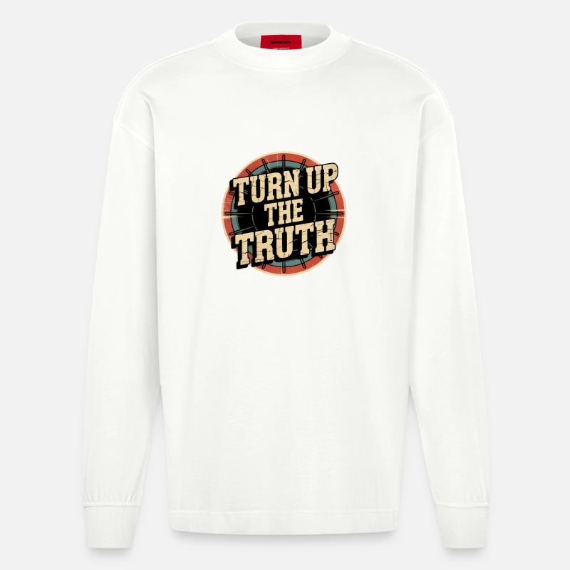 Retro Grunge – Montez la vérité - Manches longues bio épais oversize fabriqué en UE - OFF WHITE