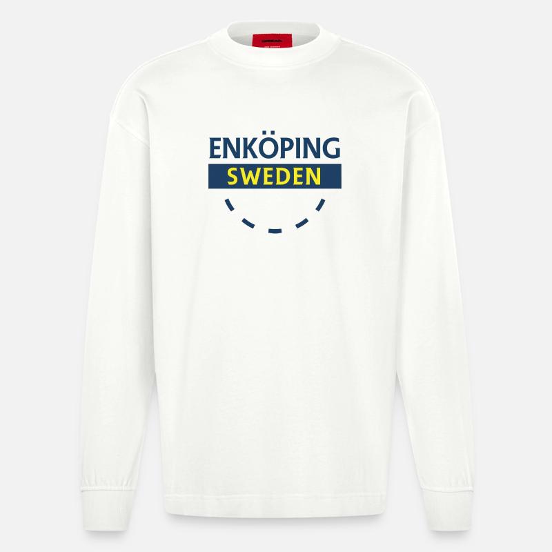 Enköping Schweden Schildabzeichen - Heavyweight Oversized Organic Langarmshirt Made in EU - OFF WHITE