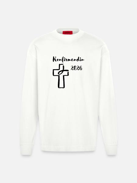 Confirmation 2026 Confirmation Cross and Fish - Heavyweight Oversized Organic Longsleeve Shirt Made in EU - OFF WHITE