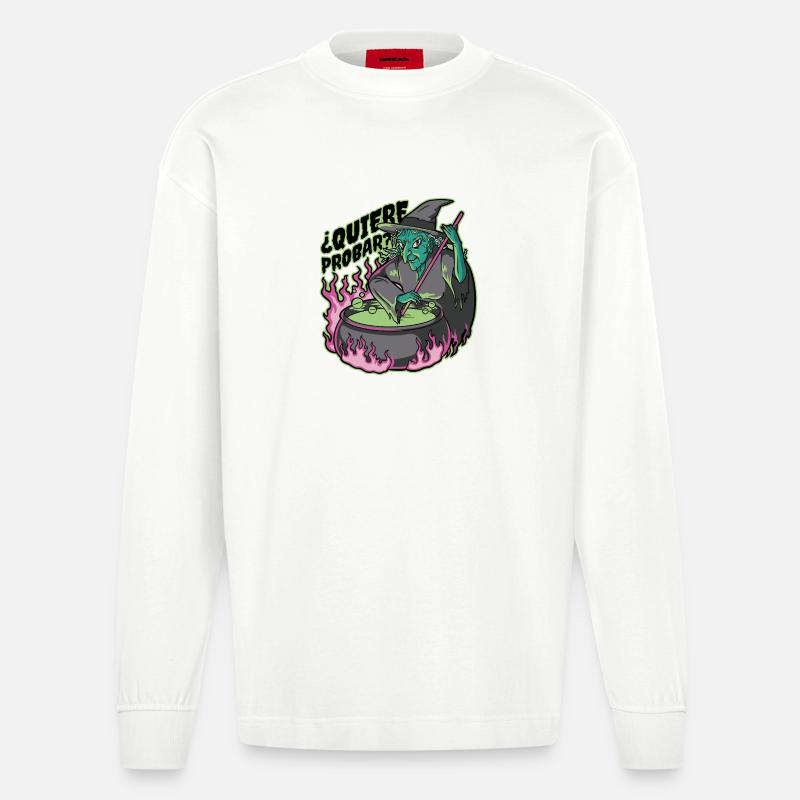 Sorcière néon dans le chaudron - Manches longues bio épais oversize fabriqué en UE - OFF WHITE