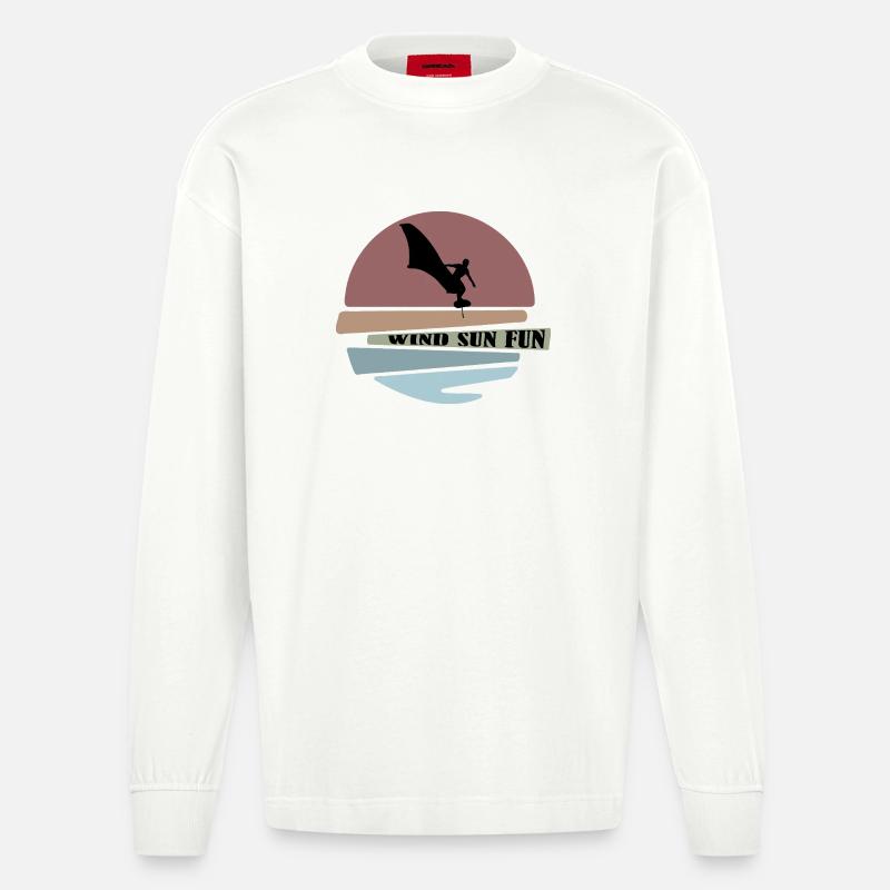 Wingfoil sunset Silhouette - Heavyweight Oversized Organic Langarmshirt Made in EU - OFF WHITE