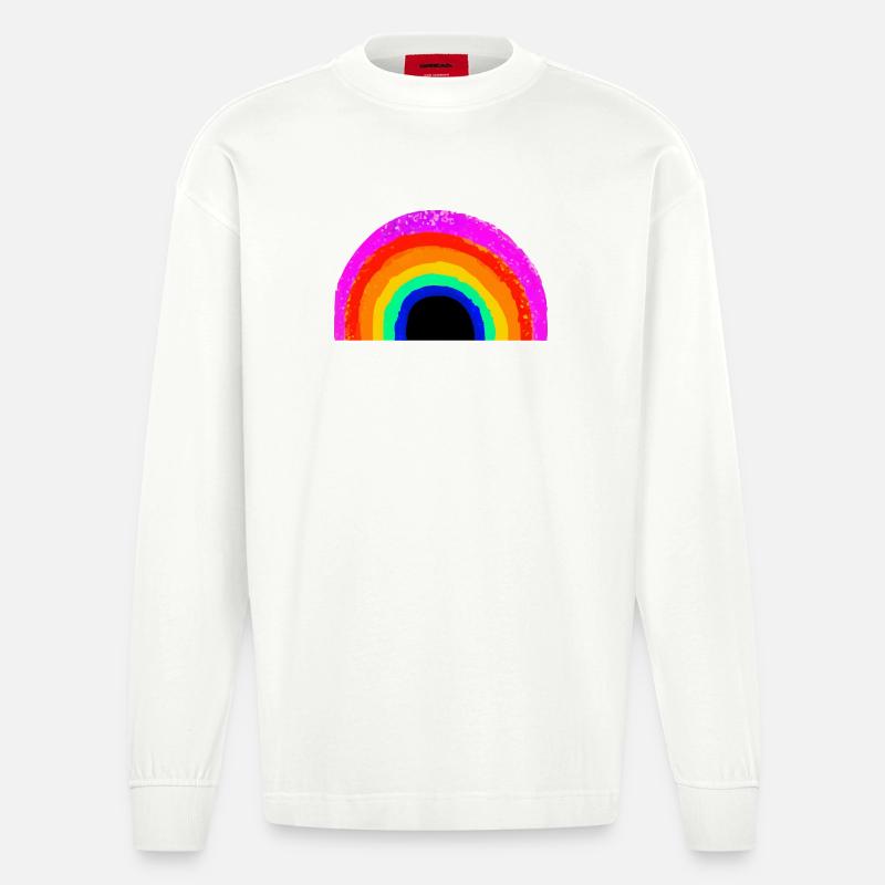 Lebendiger Regenbogenbogen - Heavyweight Oversized Organic Langarmshirt Made in EU - OFF WHITE