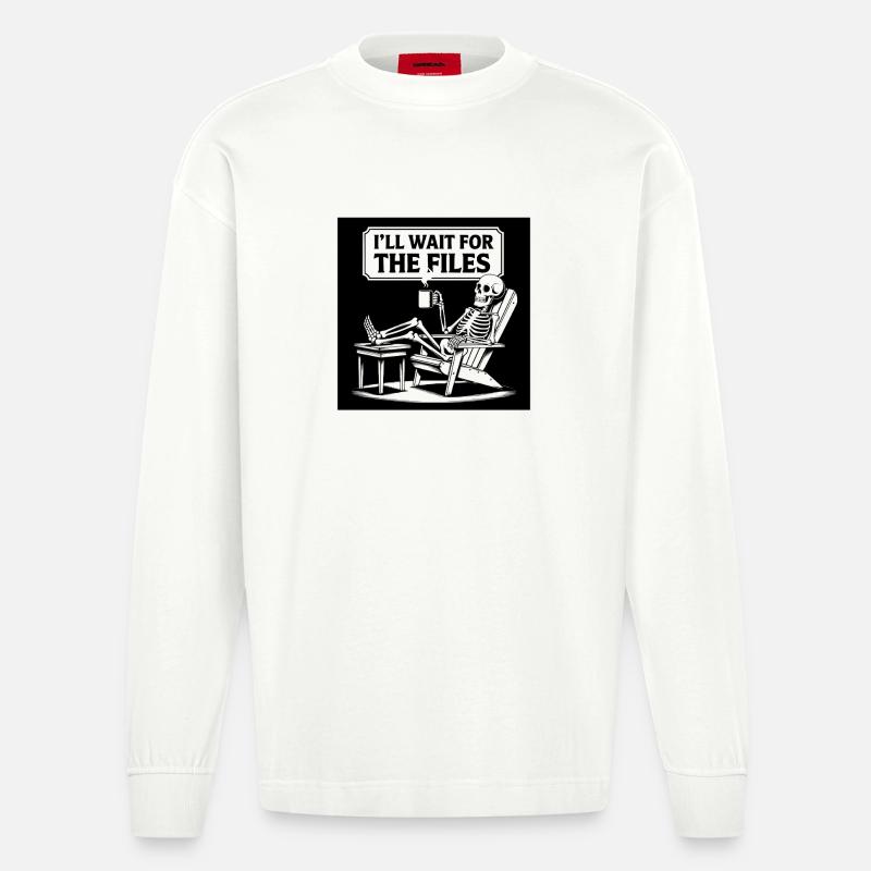  Waiting Skeleton Meme Project Manager Office - Heavyweight Oversized Organic Langarmshirt Made in EU - OFF WHITE