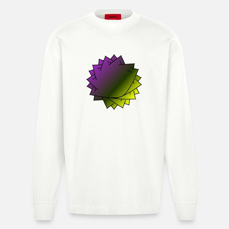 Gradient Leaf Spirale - Heavyweight Oversized Organic Langarmshirt Made in EU - OFF WHITE