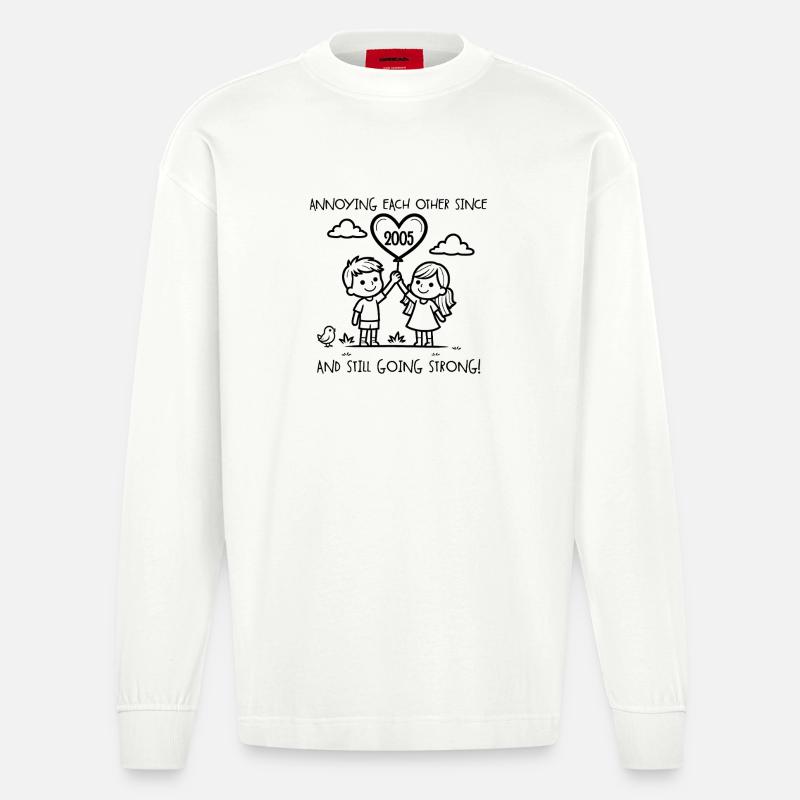 Einander nerven seit 2005 Jubiläum - Heavyweight Oversized Organic Langarmshirt Made in EU - OFF WHITE