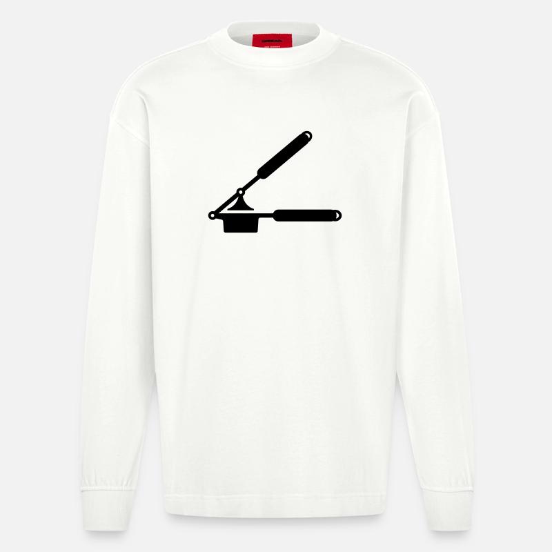 Knoblauch Presse oder Spätzle Presse - Heavyweight Oversized Organic Langarmshirt Made in EU - OFF WHITE