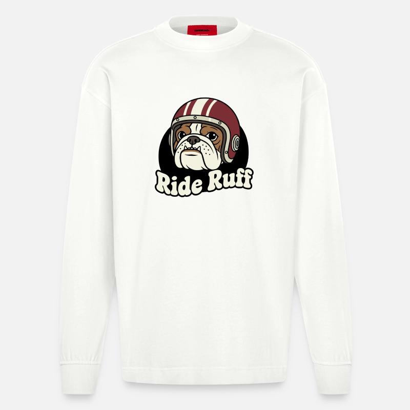 Conception du casque Ride Ruff Bulldog - Manches longues bio épais oversize fabriqué en UE - OFF WHITE