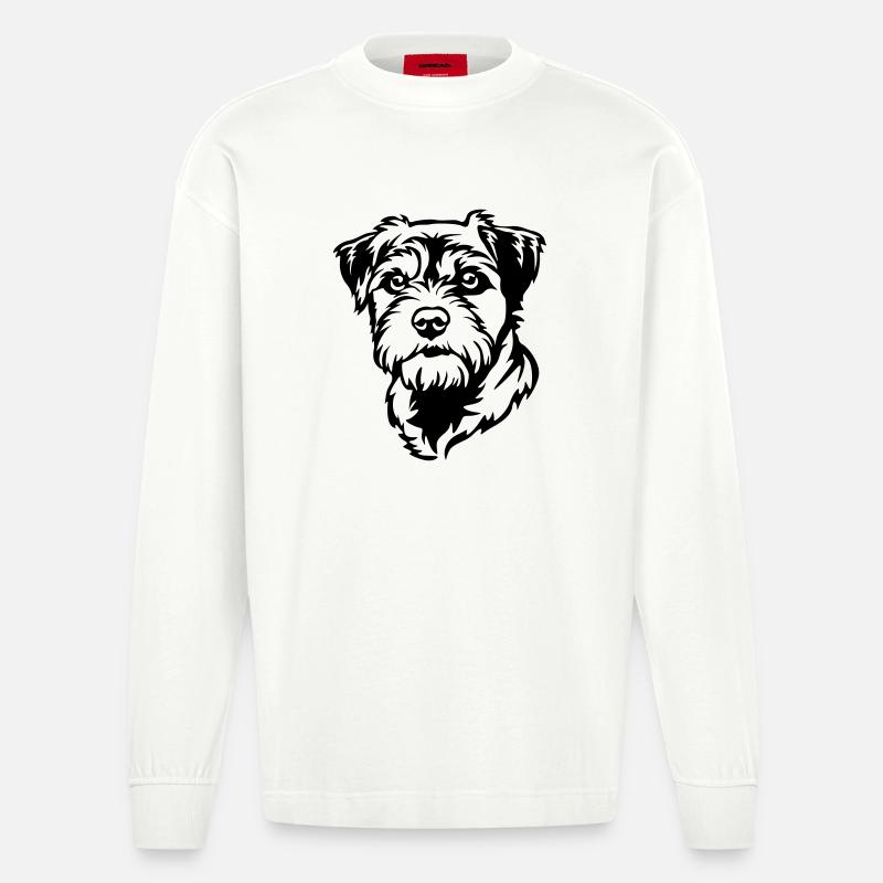 Tête de terrier de la frontière - Manches longues bio épais oversize fabriqué en UE - OFF WHITE