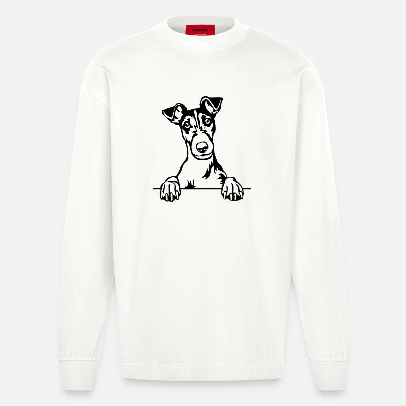 Tête de Fox Terrier - Manches longues bio épais oversize fabriqué en UE - OFF WHITE