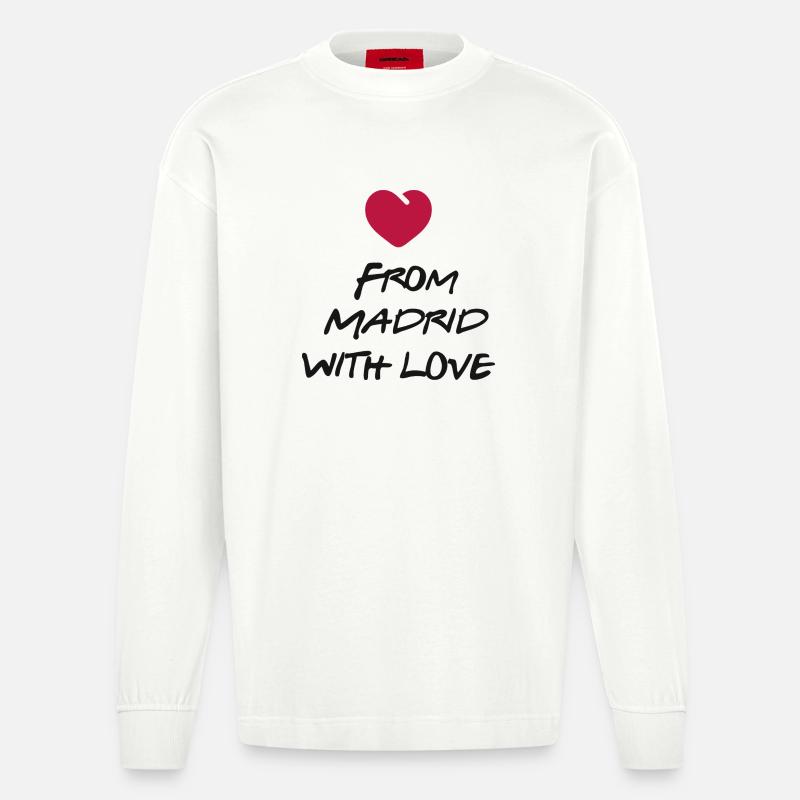 Von Madrid mit Liebe - Heavyweight Oversized Organic Langarmshirt Made in EU - OFF WHITE