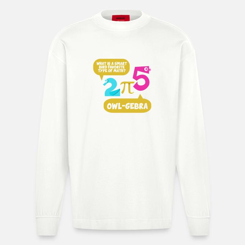 Math Math Math Teacher Mathematician - Heavyweight Oversized Organic Longsleeve Shirt Made in EU - OFF WHITE