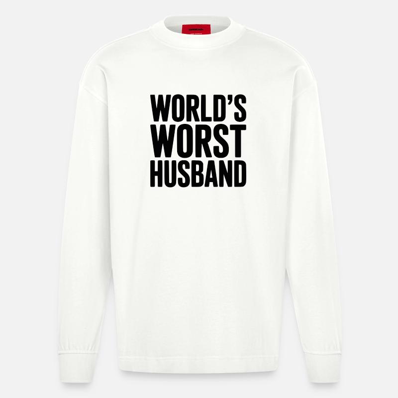 Der schlimmste Ehemann der Welt - Heavyweight Oversized Organic Langarmshirt Made in EU - OFF WHITE