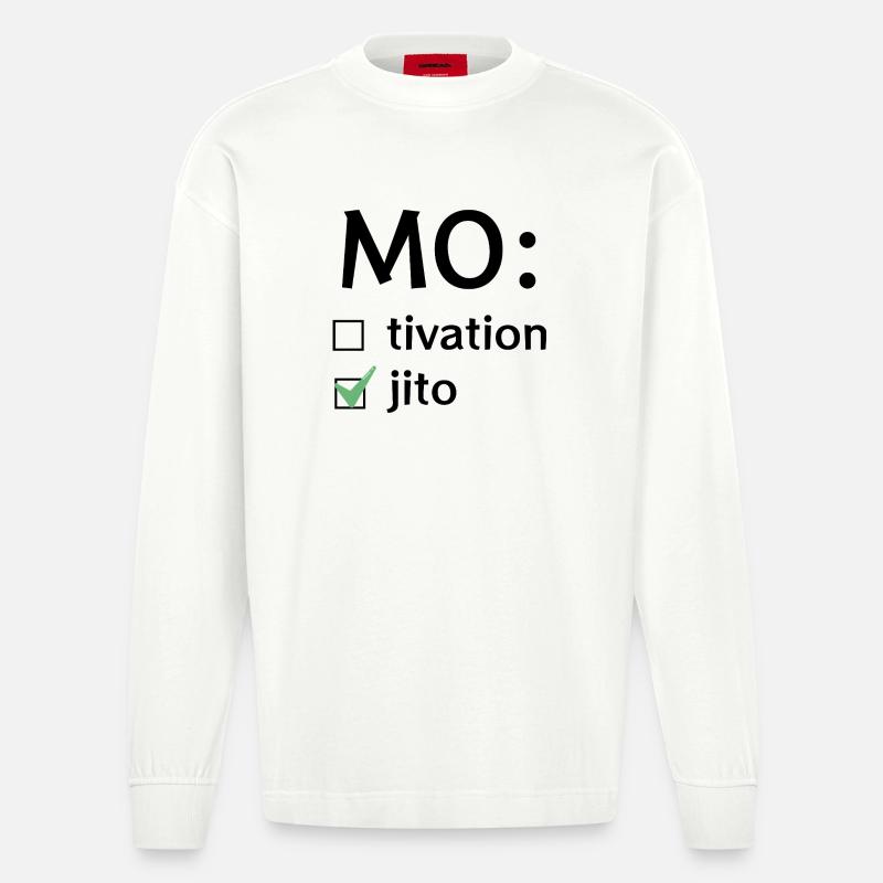Motivation oder Mojito - Heavyweight Oversized Organic Langarmshirt Made in EU - OFF WHITE