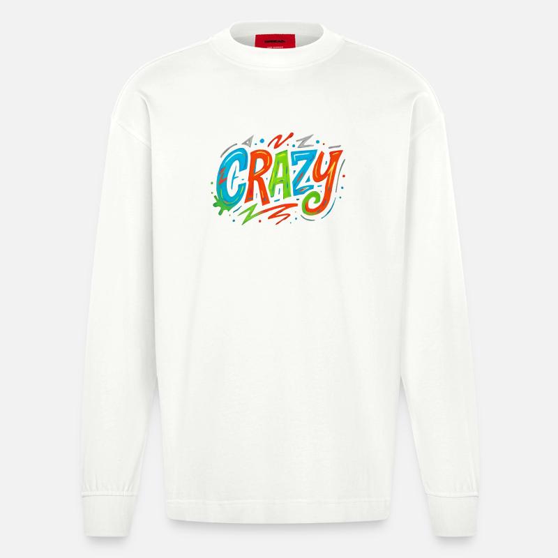 Graffiti Crazy Farbexplosion - Heavyweight Oversized Organic Langarmshirt Made in EU - OFF WHITE