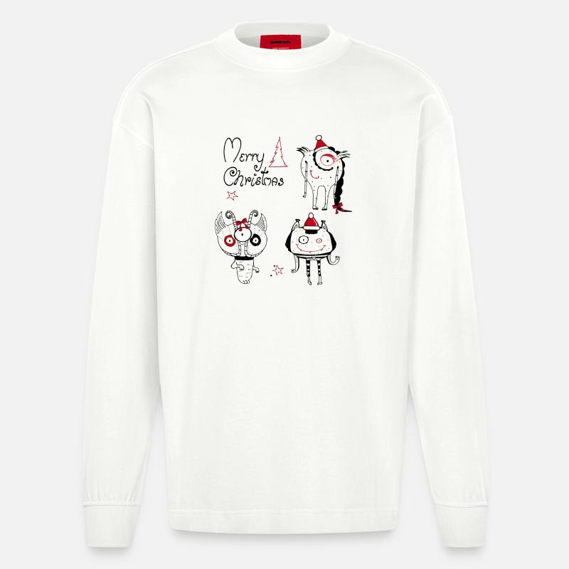 Monstres de Noël - Manches longues bio épais oversize fabriqué en UE - OFF WHITE