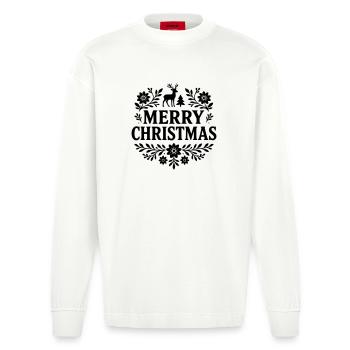 weihnachten - Heavyweight Oversized Organic Langarmshirt Made in EU - OFF WHITE - Vorne