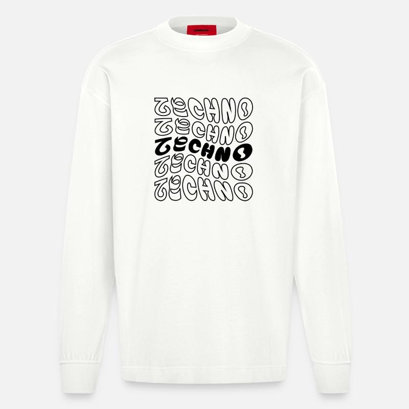 Conception de logo Techno wavy. - Manches longues bio épais oversize fabriqué en UE - OFF WHITE