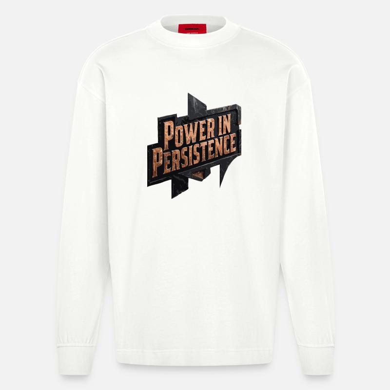 Kraft in der Persistenz - Heavyweight Oversized Organic Langarmshirt Made in EU - OFF WHITE