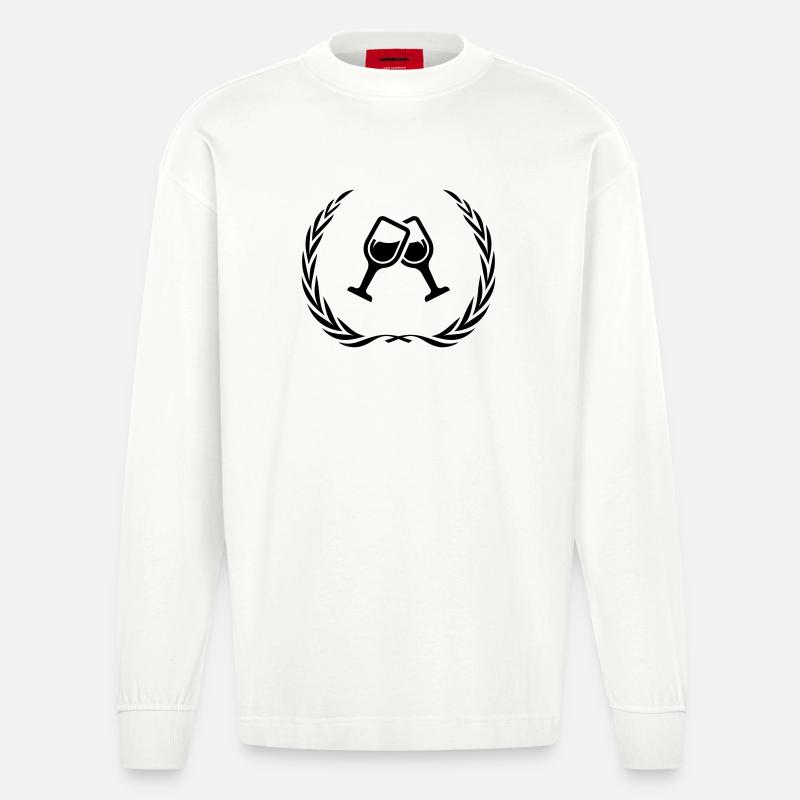 Wein Gläser Kranz - Heavyweight Oversized Organic Langarmshirt Made in EU - OFF WHITE