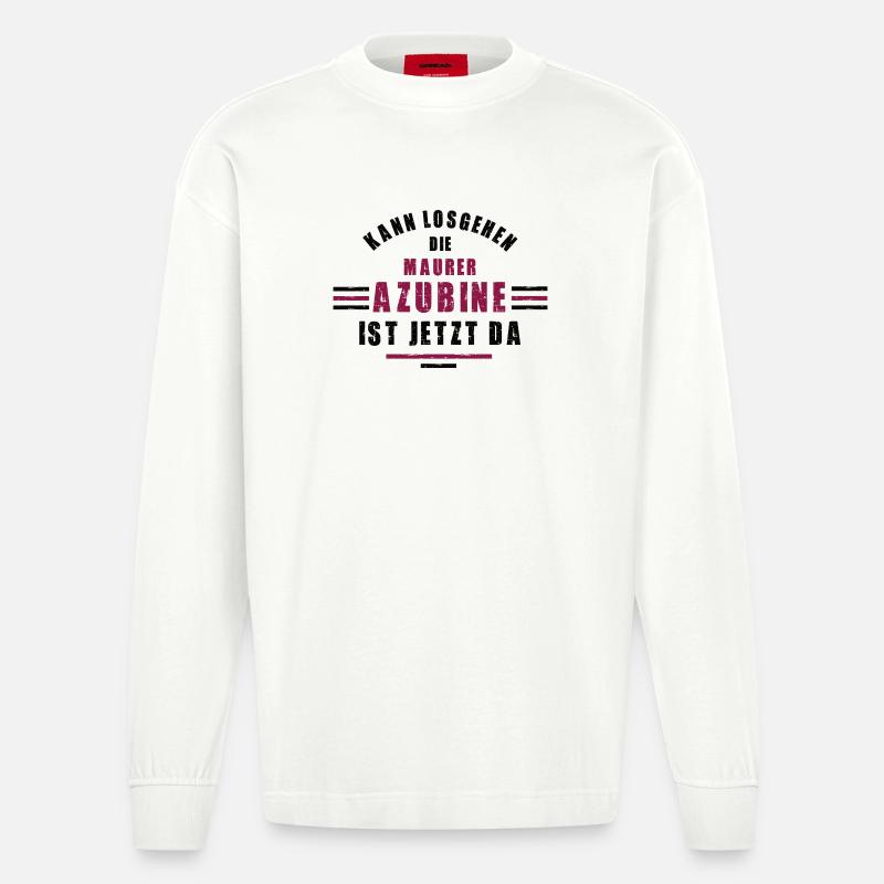 Trainee bricklayer apprenticeship training bricklayer - Heavyweight Oversized Organic Longsleeve Shirt Made in EU - OFF WHITE