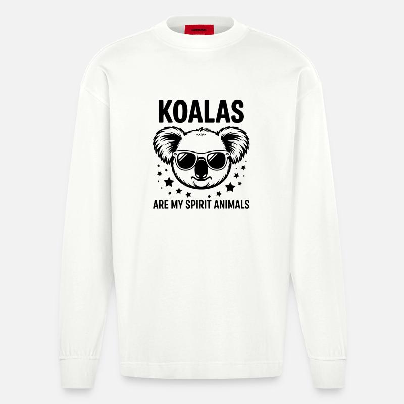 Koala Spruch Koalas Lustiges Koala Geschenk - Heavyweight Oversized Organic Langarmshirt Made in EU - OFF WHITE