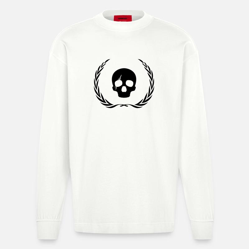 Couronne de crâne de squelette - Manches longues bio épais oversize fabriqué en UE - OFF WHITE